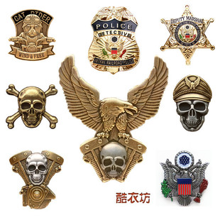 哈雷合金黄铜金属飞鹰骷髅，徽章胸针个性，时尚机车摩托经典朋克帽徽