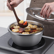304不锈钢盆电磁炉，可用厨房食品级料理盆可加热大号大汤盆带盖