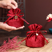 喜糖袋子结婚礼盒装糖果袋，中式婚庆用品，抽绳包装瓜子花生丝绒布袋