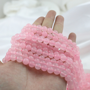 天然石10颗装粉晶散珠圆珠手工饰品材料DIY自制手链项链耳坠配件