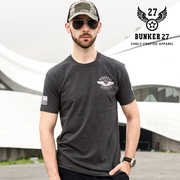 进口美国BUNKER 27基地空军短袖户外运动款T恤军迷夏季短袖