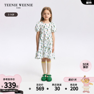 teenieweeniekids小熊童装24年夏女童(夏女童，)泡泡袖a版清新连衣裙