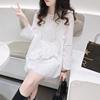 白色衬衫女设计感小众韩版宽松荷叶边时尚洋气，刺绣通勤七分袖衬衣