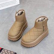 厚底短筒雪地靴女2023年冬季加绒大棉保暖防滑面包防水台短靴