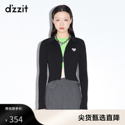 dzzit地素奥莱春拉链针织休闲小爱心开衫女3d4e5501a