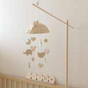 简约DIY婴儿床铃支架木制蚊帐挂杆床铃配件新生儿安抚挂件玩具