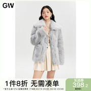 gw大码女装翻领遮肉显瘦仿皮草毛外套(毛外套)2024冬季微胖mm气质上衣