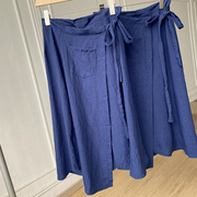 小众设计感韩版高腰显瘦半身裙深蓝色，减龄中裙时尚休闲洋气f》13