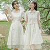 姐妹闺蜜装两件套装连衣裙子2024中式国风夏少女(夏少女，)汉服改良旗袍