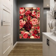 DIY数字油画大幅花卉q定制大尺寸填色客厅玄关手绘油彩玫瑰花装饰
