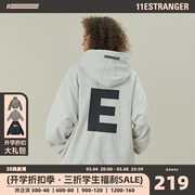 11e“e”秋冬重磅美式复古男女背后印花字母，logo连帽卫衣外套帽衫