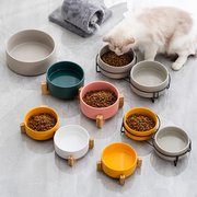 陶瓷猫碗猫咪食盆狗盆狗碗饮水碗粮碗保护颈椎宠物用品陶瓷双猫