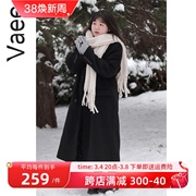 vaee大码女装大衣冬季气质百搭韩版中长款胖mm加厚毛呢外套