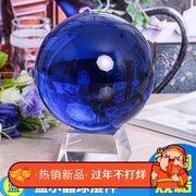 高档大小蓝色水晶球摆件祝福家居客厅办公室装饰品开业乔迁