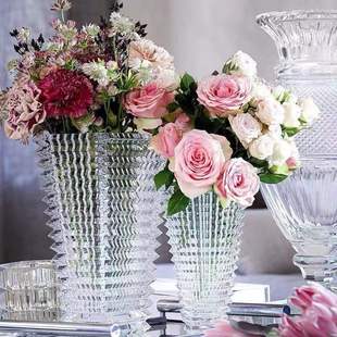 方形璀璨轻奢加厚水晶玻璃，花瓶客厅餐桌，装饰鲜花水养插画器