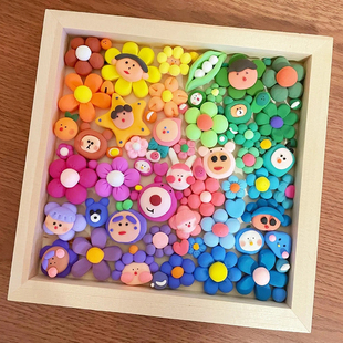 幼儿园超轻黏土画框儿童手工，制作粘土diy木质立体画框雪花泥相框