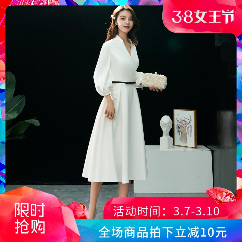 宴會小晚禮服2019新款春季洋裝名媛聚會連衣裙白色伴娘服在類目 女裝/女士精品, 婚紗/旗袍/禮服, 禮服/晚裝中 - 來自Buy2taobao.com提供專業的淘寶代購服務