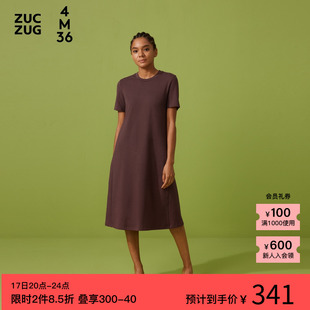素然 ZUCZUG 4M36  女士超柔棉针织布圆领中袖连衣裙