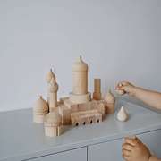 泰姬陵城堡罗马世界建筑模型木质，儿童积木拼装玩具，益智4到6岁男孩