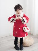 日本ry女童旗袍冬装中国风新年衣服儿童旗袍裙童裙女宝宝拜年服棉