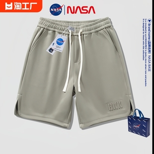 NASA联名字母短裤男士夏季美式潮牌加大码运动休闲宽松五分中裤子