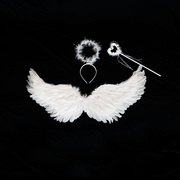 橘味喵:万圣节小恶魔翅膀，cos黑白色天使，服装角色扮演羽毛道具