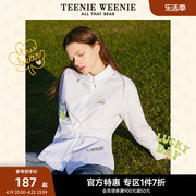 TeenieWeenie小熊奥莱长袖衬衫白色衬衣宽松韩版系带设计感女秋款