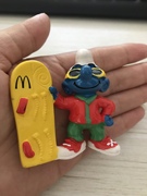 绝版1998老货麦当劳m记蓝精灵，冲浪板造型公仔，摆件玩偶收藏