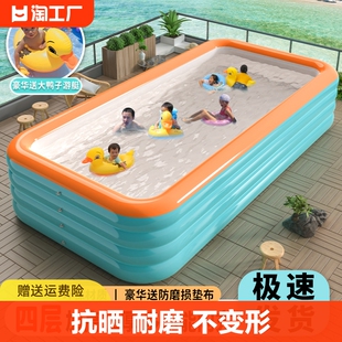 充气游泳池儿童家用简易折叠婴儿游泳桶宝宝加厚户外大水池方形