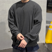 MRDONG韩国男装vintage做旧水洗色棉感华夫格针织宽松卫衣T恤