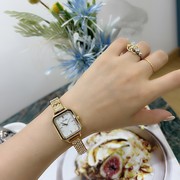 气质手链表表镶钻表带士手表方形风女时尚圆形石英黄金色国产腕表
