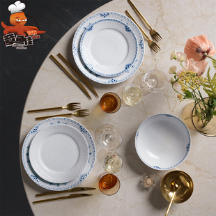 丹麦皇家哥本哈根公主蓝手绘瓷器餐具，套装咖啡杯子碗盘茶壶家用