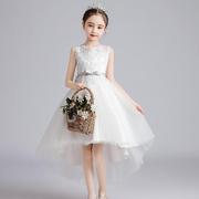 裙公主礼服儿童女童钢琴花童演出蓬蓬主持人服白色裙子婚纱纱生日
