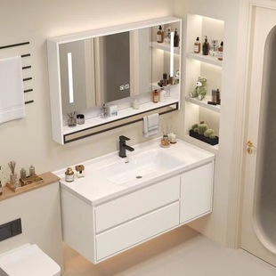 简约实木陶瓷一体盆浴室柜，组合卫生间台盆柜，卫浴洗漱台洗手洗脸盆