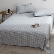水洗棉床单单件全棉日式格子，被单纯棉学生宿舍，1.5m1.8米床罩ins风