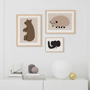 儿童房卡通艺术墙壁画北欧小动物可爱装饰画客厅卧室床头挂画