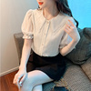2023夏蕾丝(夏蕾丝)娃娃，领泡泡袖显瘦修身短袖，白色雪纺薄衬衫甜美女潮