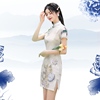 中国风文艺优雅短款少女连衣裙2024苏州仿真丝改良小个子旗袍