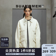 suamoment抓痕s标工装，pu皮衣夹克棉服，情侣外套男女