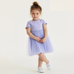 夏装女童连衣裙甜美紫色，蓬蓬裙婴儿宝宝公主，裙网纱裙生日礼服