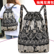 韩版百搭尼龙束口袋双肩包防泼水，运动背包学生大容量轻便旅行大包