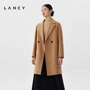 lancy朗姿纯羊毛双面呢毛呢大衣冬季高级感气质中长款外套女