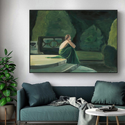 《赎罪》艺术救赎装饰画油画，喷绘画壁画，挂画客厅简约北欧绿色背景