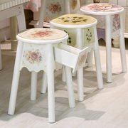 欧式凳子家用实木创意可收纳板凳北欧时尚简约圆凳客厅多功能个性