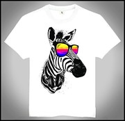 ZebraT-shirt动物斑马T恤欧美潮流T恤戴墨镜的斑马T恤