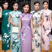 真丝旗袍年轻款少女中长款2024夏季优雅多色改良版连衣裙优雅中国