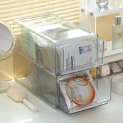 面膜收纳盒桌面亚克力透明抽屉式化妆品置物架防尘杂物零食收纳箱