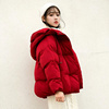 红色棉衣棉服女冬季2023宽松羽绒，面包服加厚短款棉袄外套