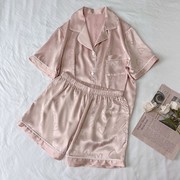 冰丝睡衣女夏季短袖小清新纯色高级感网红丝绸夏天薄款套装家居服