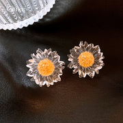 银针甜美透明雏菊花朵耳钉创意网红清新耳环个性时尚气质耳饰